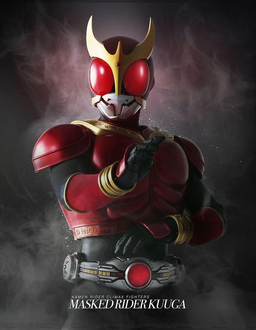 Kamen Rider Kuuga in Crimson Armor with Golden Horns and Dramatic Smoke HD phone wallpaper