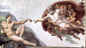 Michelangelo's The Creation of Adam Fresco Detail from the Sistine Chapel Ceiling HD wallpaper