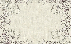Elegant Vintage Floral Frame on Textured Linen Background HD wallpaper