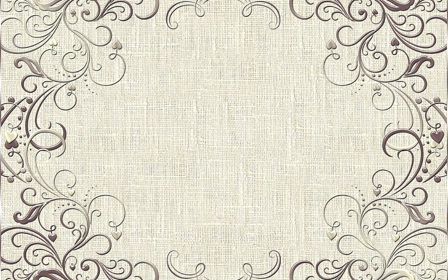 Elegant Vintage Floral Frame on Textured Linen Background HD wallpaper