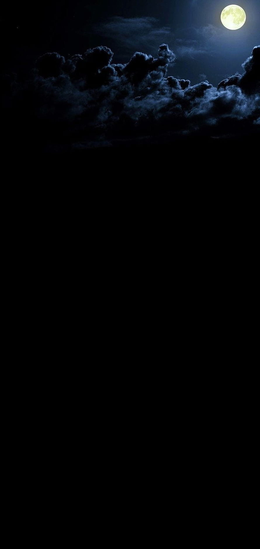 Full Moon Rising Over Dark Storm Clouds in a Deep Night Sky HD phone wallpaper