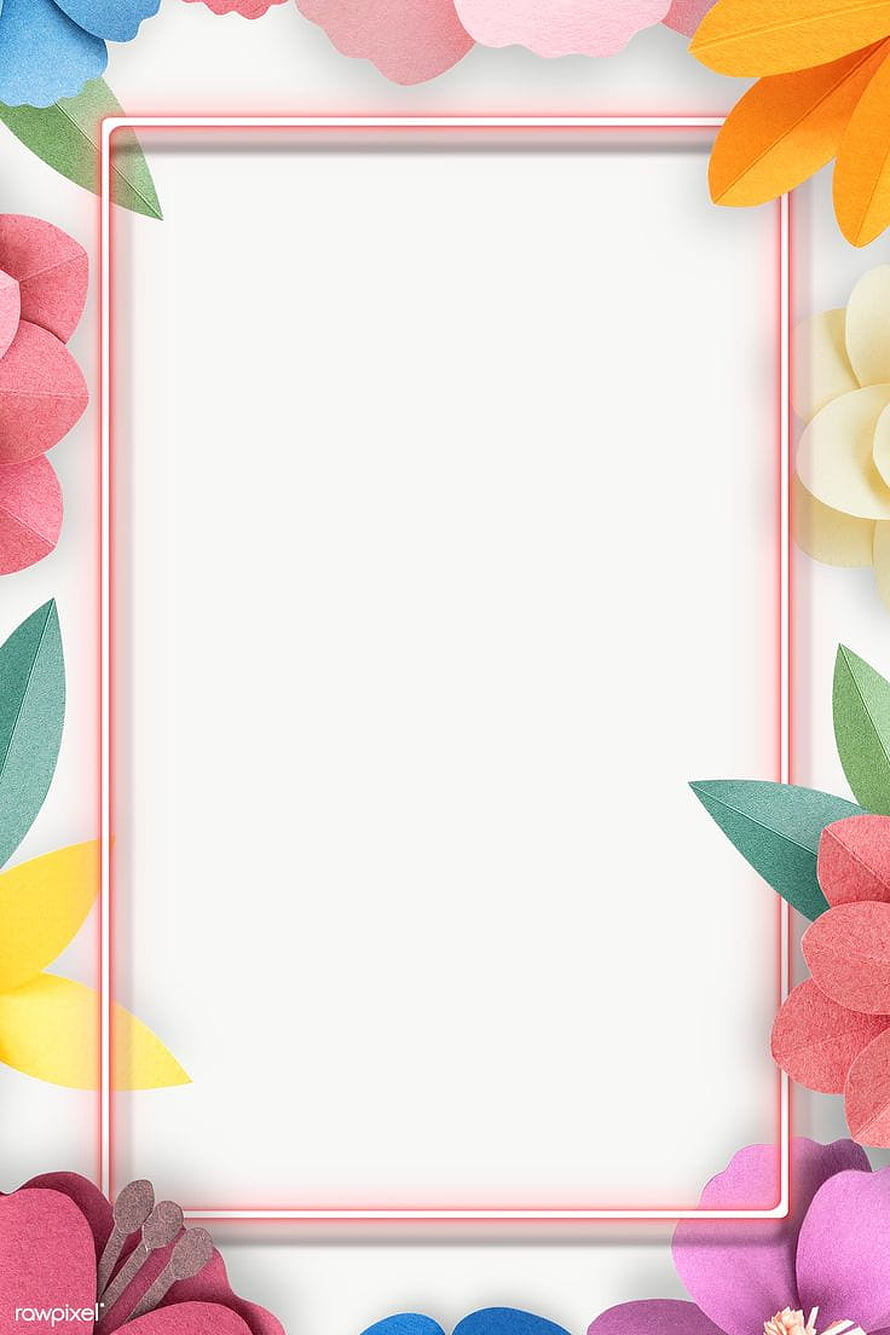 Colorful Paper Flower Frame With White Space For Text HD phone wallpaper