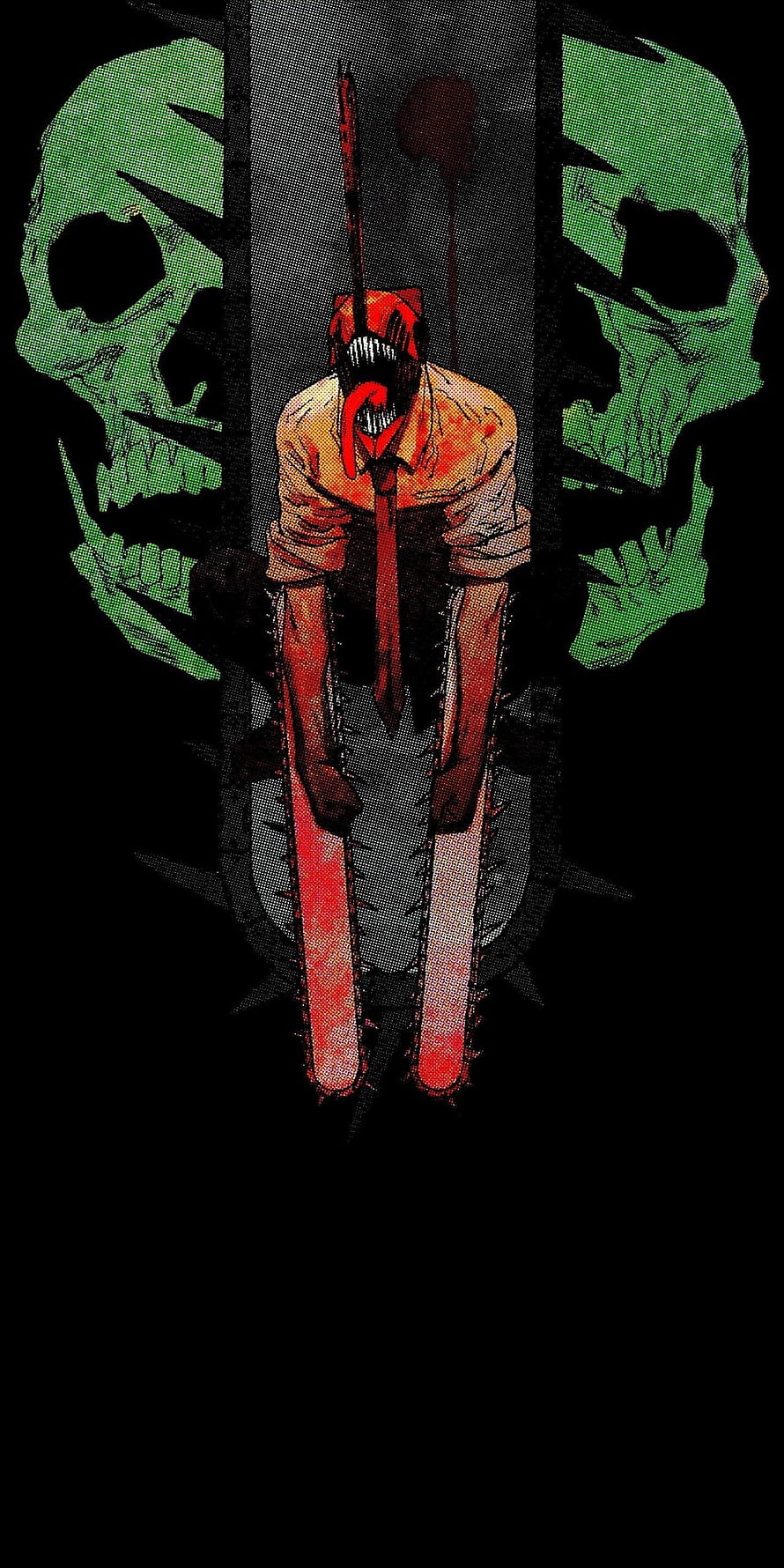 Chainsaw Man Denji Transformation Artwork with Green Skulls, chainsaw man , #Chainsaw Man HD phone wallpaper