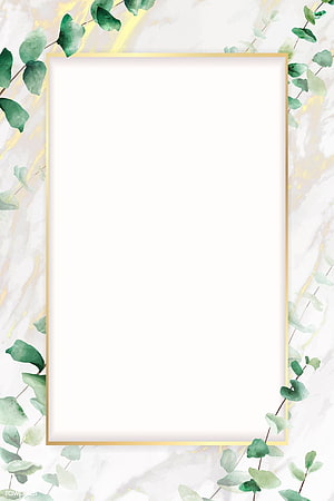 Elegant Watercolor Eucalyptus Leaves and Gold Frame on Marble Background HD phone wallpaper