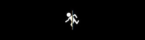 Minimalist White Running Stick Figure Icon on Black Background HD wallpaper