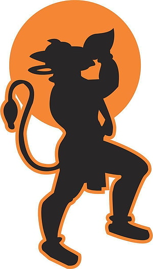 Hanuman Silhouette Sticker Design with Orange Circle Background, iDesign Hanuman Windows Car Sticker, hanuman logo HD phone wallpaper
