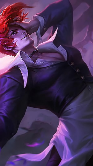 Red-Haired Anime Male Character in Dark Jacket and White Shirt HD phone wallpaper