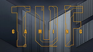 TUF Gaming Logo on Dark Industrial Metal Wall Background HD wallpaper