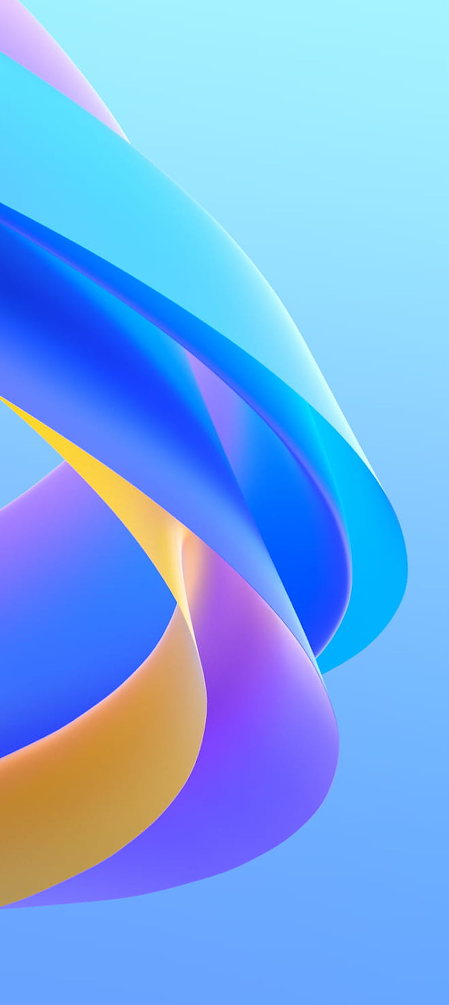 Abstract 3D Fluid Waves in Blue, Purple, and Gold Gradient HD phone wallpaper