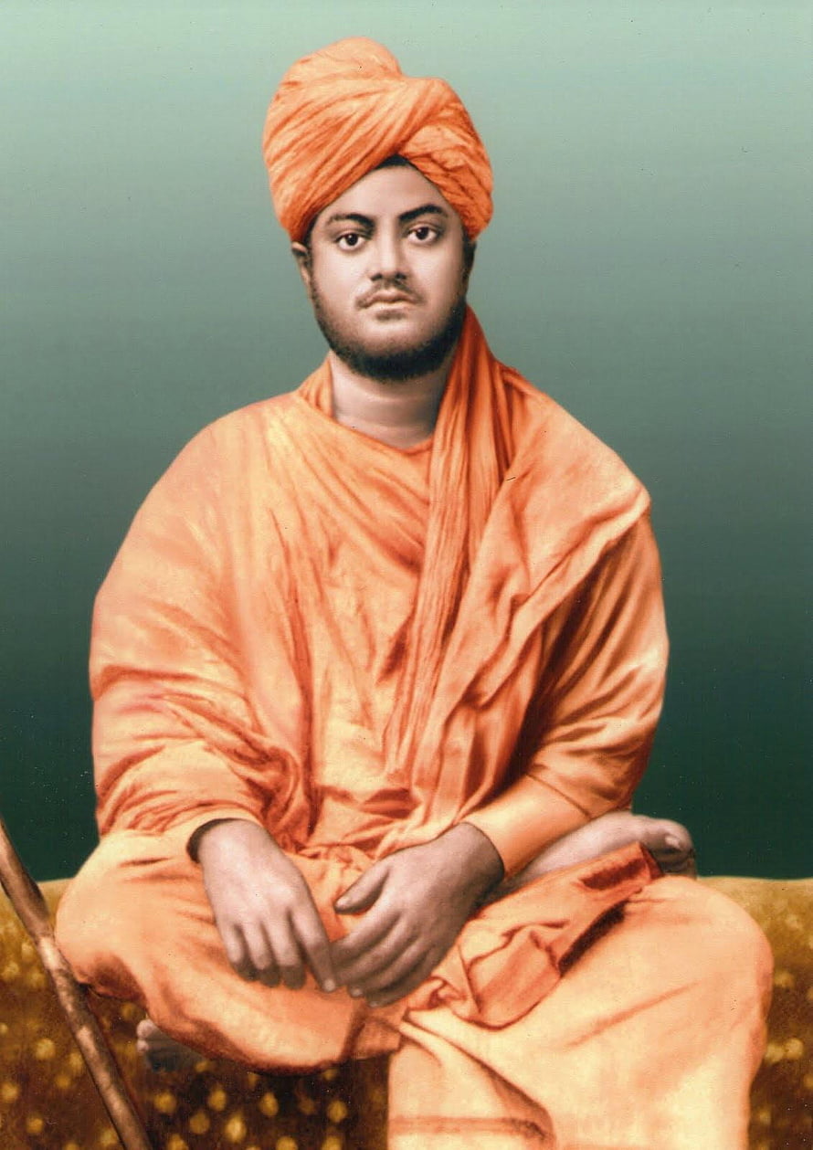 Portrait of Swami Vivekananda in Orange Robes and Turban HD phone wallpaper