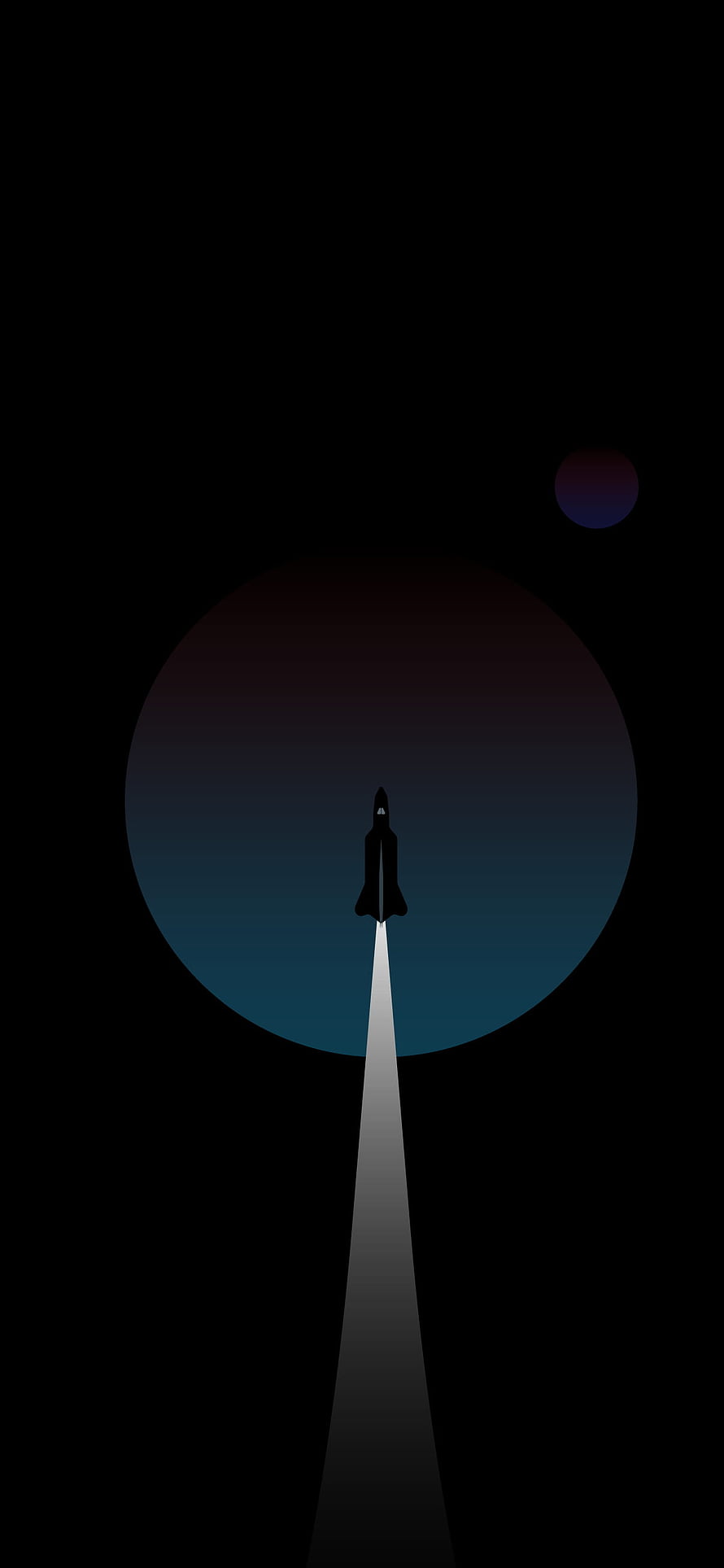 Minimalist Rocket Launch Silhouette Against Dark Planet and Space HD phone wallpaper