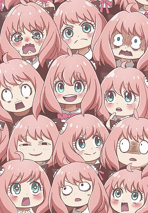 Spy x Family Anime Character Expression Grid Wallpaper HD phone wallpaper