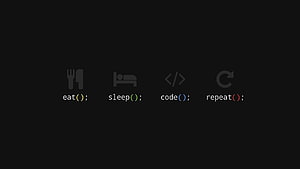 Minimalist Programmer Lifestyle Wallpaper Featuring Eat Sleep Code Repeat Text and Icons HD wallpaper