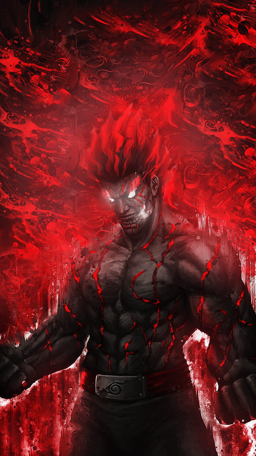 Might Guy in Eight Gates Jutsu with Red Aura and Glowing Eyes HD phone wallpaper