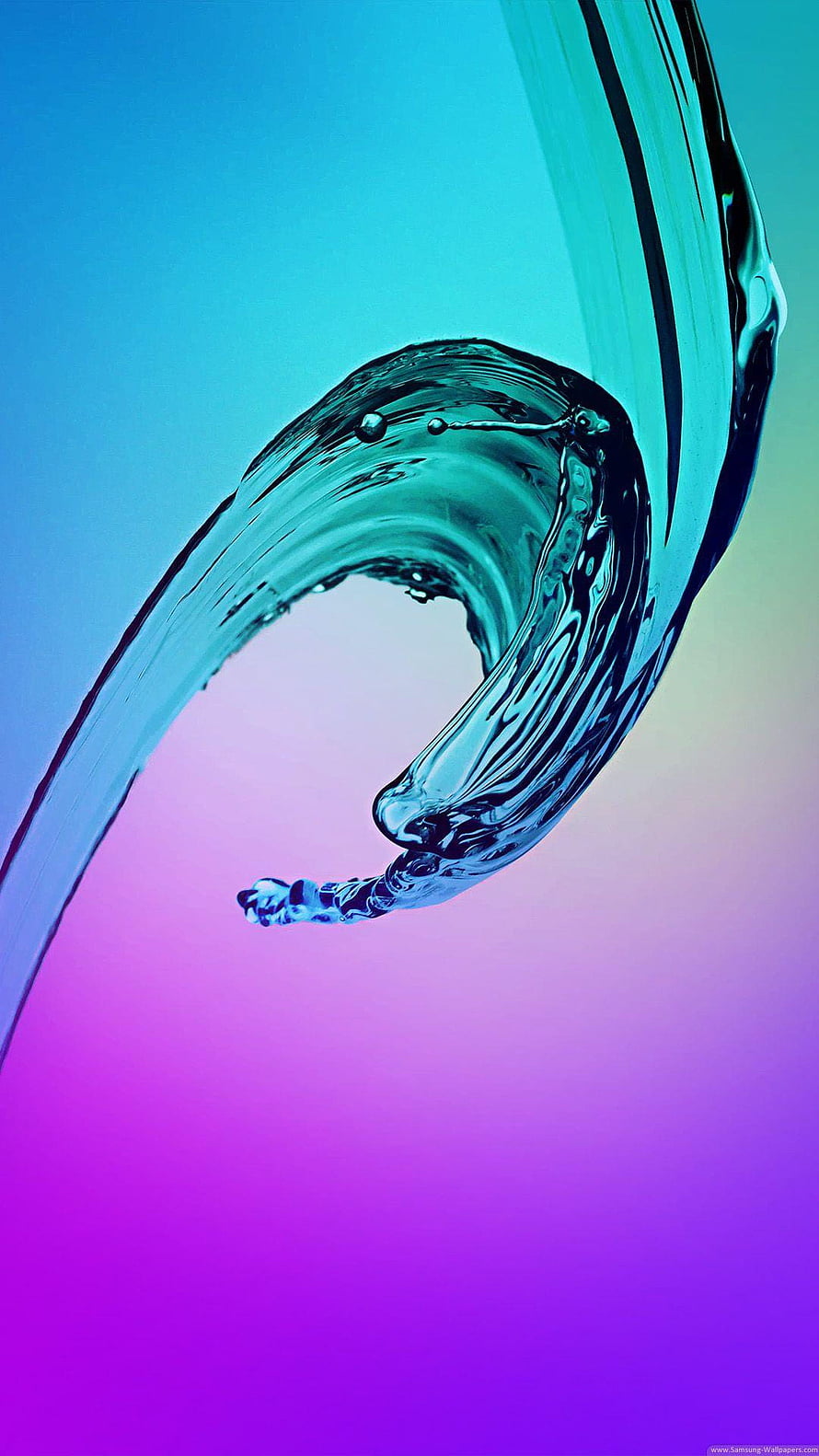 Dynamic Water Splash Curl on Vibrant Blue and Purple Gradient Background HD phone wallpaper