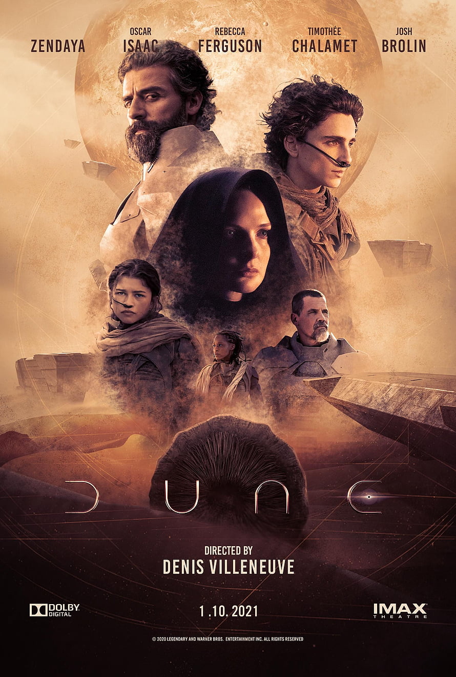 Dune 2021 Movie Poster Featuring Zendaya, Timothée Chalamet, and Oscar Isaac in Desert Landscape HD phone wallpaper