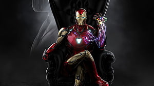 Iron Man Sitting on Throne with Infinity Gauntlet and Arc Reactor, 1920x1080 Iron Man Sitting Laptop Full , Backgrounds, and HD wallpaper