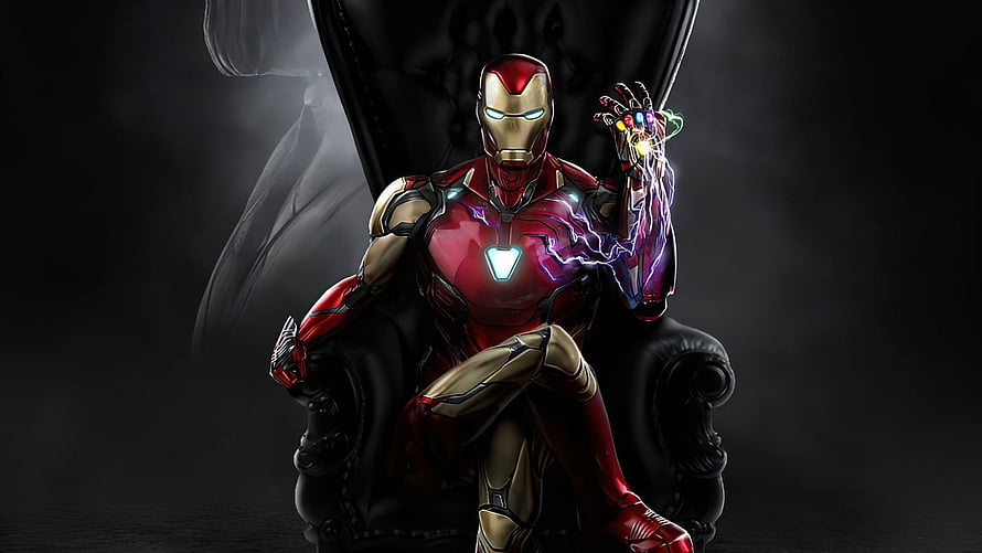 Iron Man Sitting on Throne with Infinity Gauntlet and Arc Reactor, 1920x1080 Iron Man Sitting Laptop Full , Backgrounds, and HD wallpaper