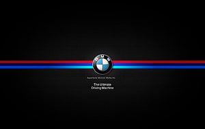 BMW M Power Logo with Red and Blue Stripes on Black Background HD wallpaper