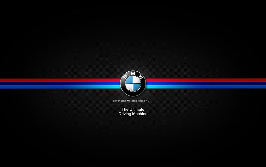 BMW M Power Logo with Red and Blue Stripes on Black Background HD wallpaper