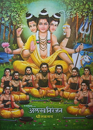 Dattatreya and the Eleven Navanath Sages in Traditional Indian Devotional Art HD phone wallpaper