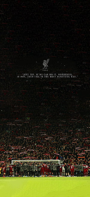 Liverpool FC Players Line Up Before Match at Anfield Stadium with Crowd HD phone wallpaper