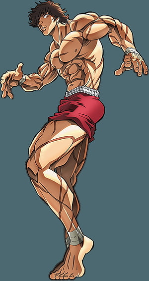 Muscular Anime Wrestler Character in Red Trunks and White Belt HD phone wallpaper