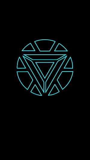 Neon Blue Geometric Triangle Symbol on Black Background HD phone wallpaper