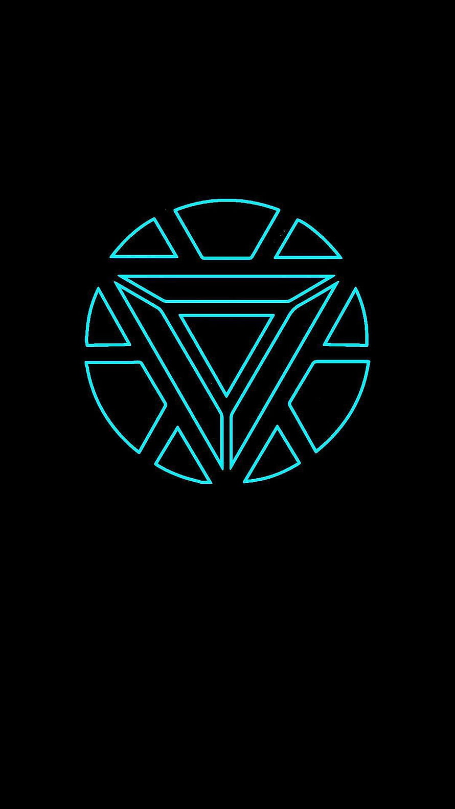 Neon Blue Geometric Triangle Symbol on Black Background HD phone wallpaper