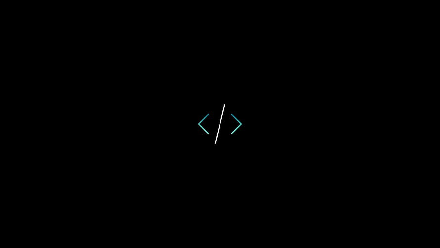 Minimalist Coding Symbol Wallpaper with Neon Blue Brackets on Black Background HD wallpaper