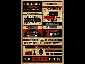 Fight Club Eight Rules Vintage Poster Design HD wallpaper