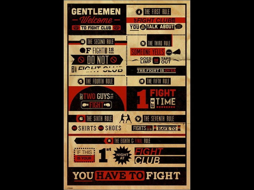 Fight Club Eight Rules Vintage Poster Design HD wallpaper