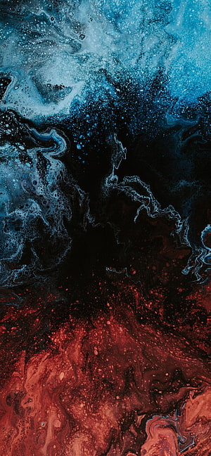 Abstract Fluid Art Wallpaper Featuring Swirling Blue, Black, and Red Ink Patterns HD phone wallpaper