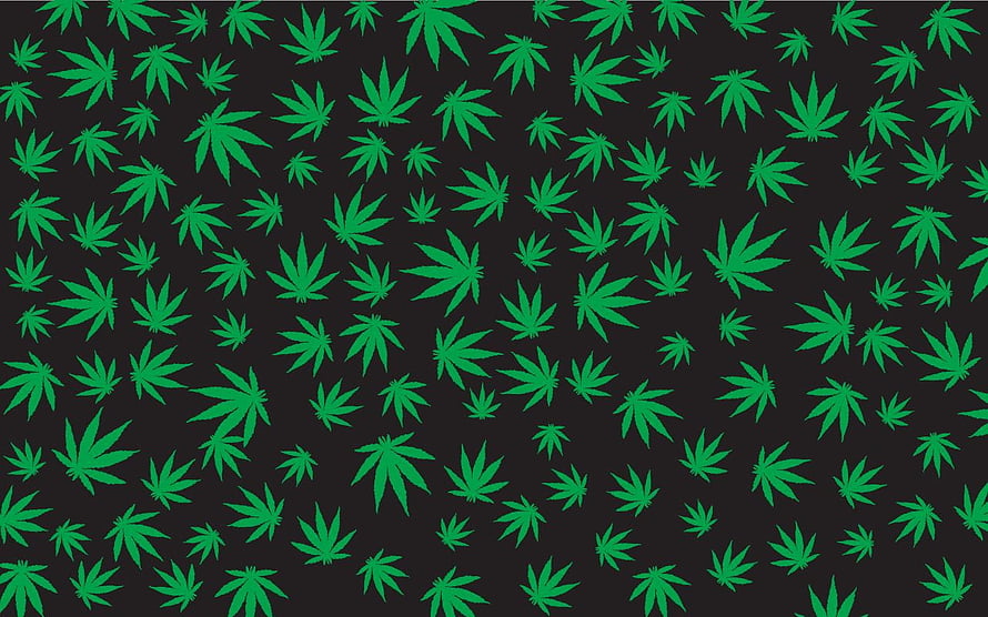 Green Cannabis Leaf Pattern on Black Background HD wallpaper