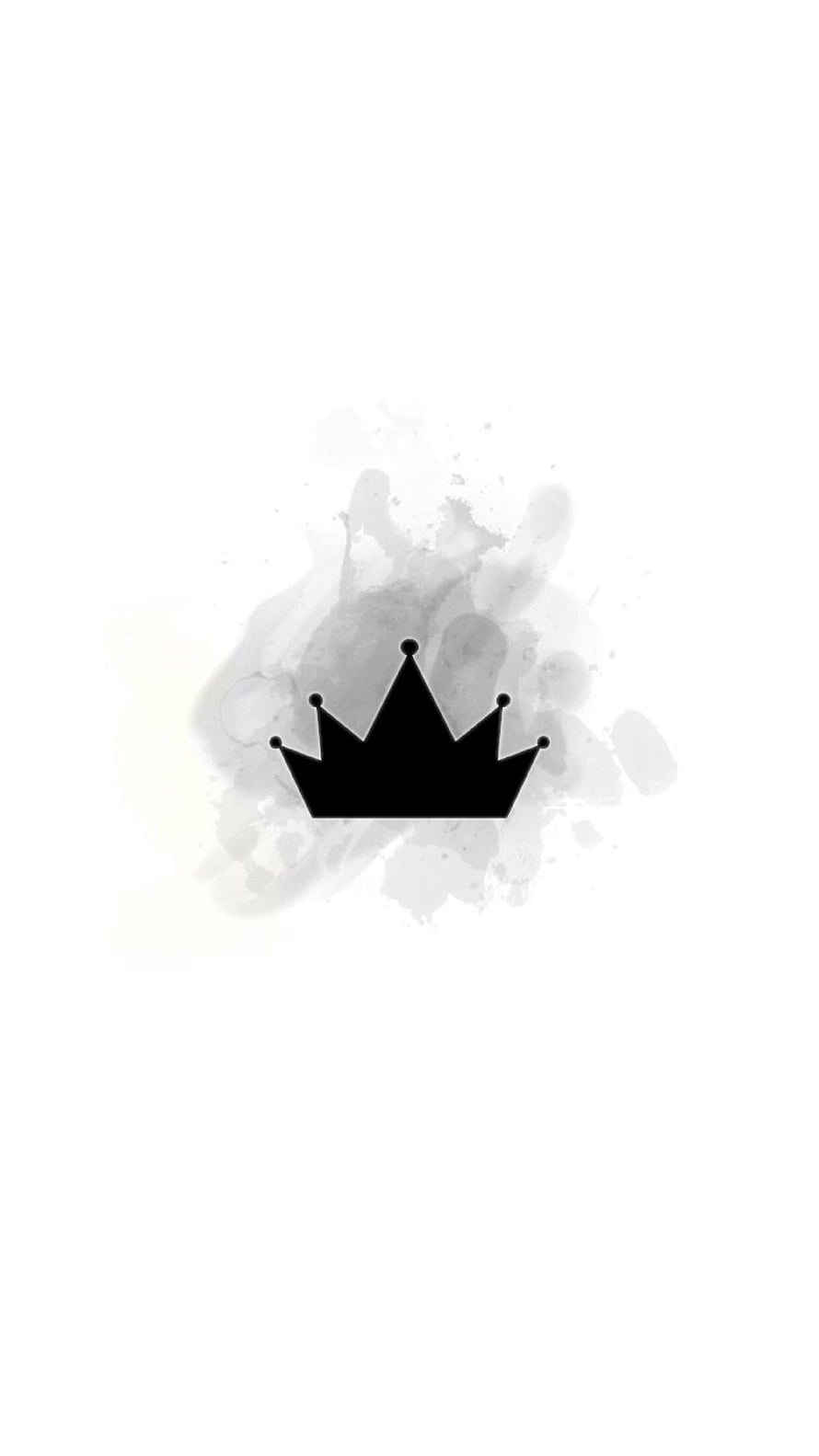 Minimalist Black Crown Silhouette on White Watercolor Background HD phone wallpaper