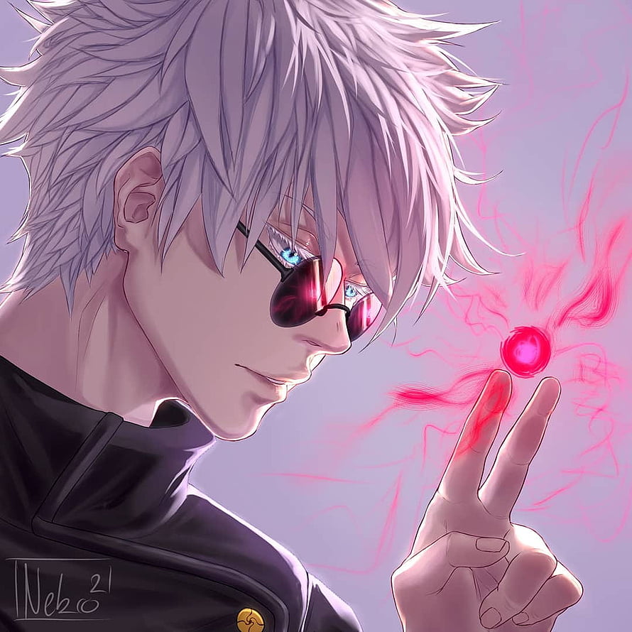 Gojo Satoru from Jujutsu Kaisen with Six Eyes and Red Energy HD phone wallpaper