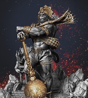 Angry Hanuman Statue Holding Mace on Rocky Base with Fiery Background, 9 Angry Hanuman Hanuman In 2019 Pinterest Hanuman Jai Hanuman. How, angry hanuman HD phone wallpaper