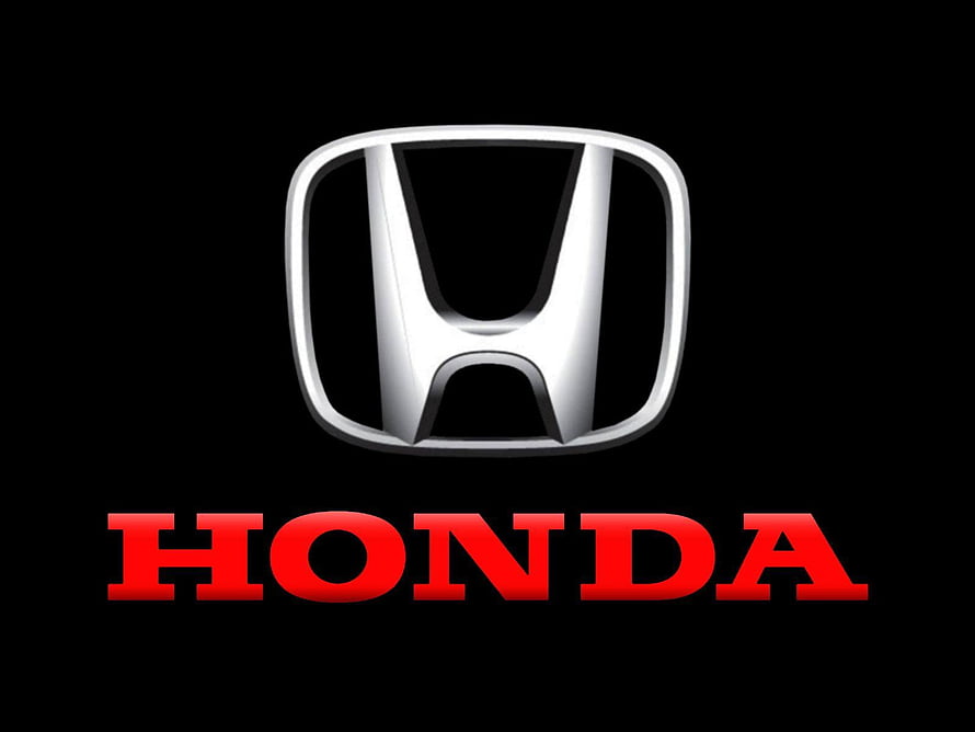 Honda Logo Wallpaper - Silver Emblem and Red Text on Black Background HD wallpaper