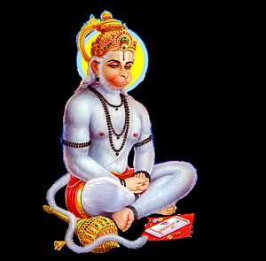 Hanuman Devotee Sitting in Meditation with Mace and Holy Book, Hanuman PNG, hanuman meditation HD wallpaper