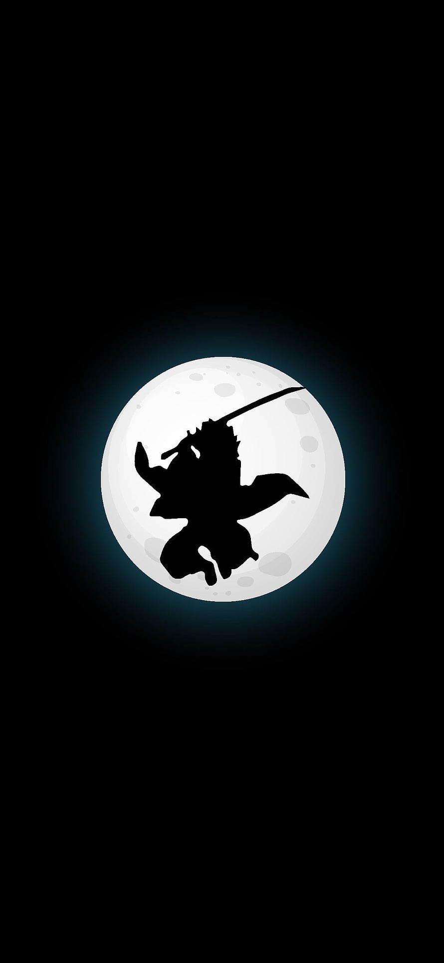 Silhouette of a Ninja Warrior Jumping with Katana Against a Full Moon HD phone wallpaper