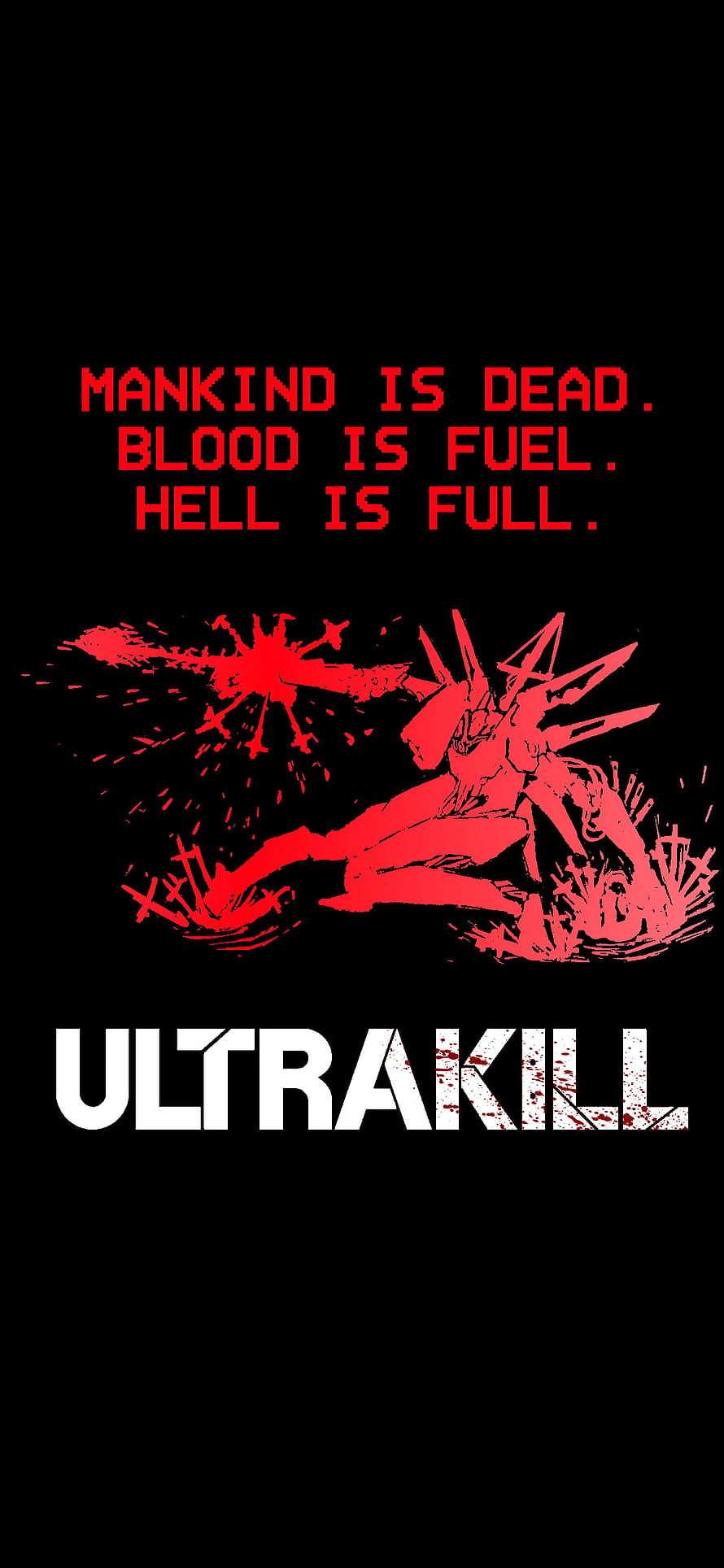 Ultrakill Video Game Poster Featuring Red Robot Character and Dark Tagline HD phone wallpaper