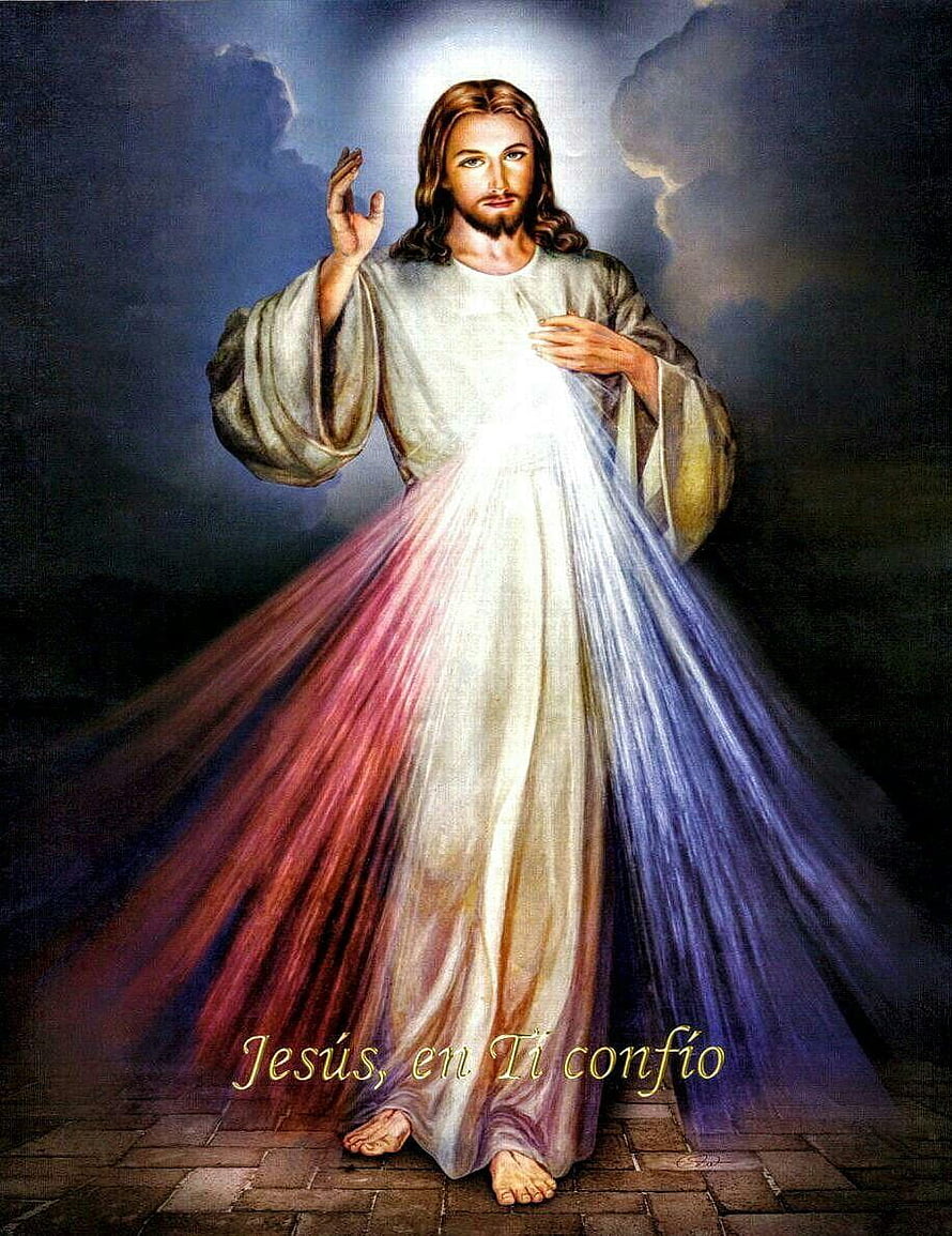 Divine Mercy Jesus Christ Painting With Radiant Light And Clouds HD phone wallpaper