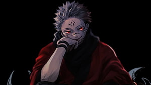 Sukuna from Jujutsu Kaisen anime character portrait with red eyes and dark background HD wallpaper