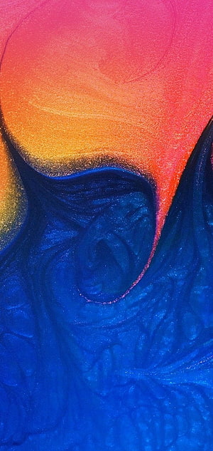 Abstract Fluid Art With Glowing Blue And Orange Swirls HD phone wallpaper