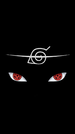 Naruto Sharingan Eyes and Konoha Symbol Minimalist Anime Wallpaper HD phone wallpaper