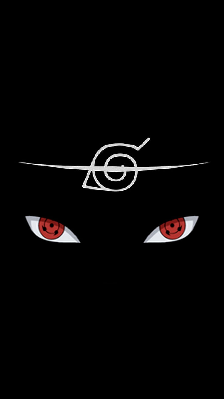 Naruto Sharingan Eyes and Konoha Symbol Minimalist Anime Wallpaper HD phone wallpaper