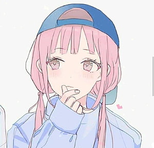 Cute Anime Girl With Pink Hair And Blue Cap Wallpaper HD wallpaper