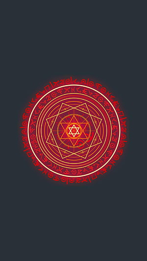 Doctor Strange Eye of Agamotto Sigil with Glowing Red Runes and Geometric Star Pattern HD phone wallpaper