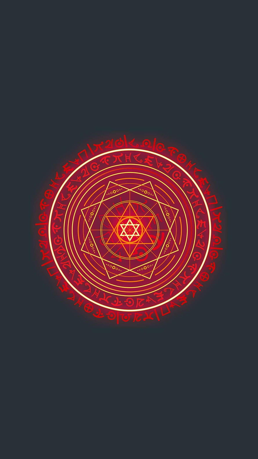 Doctor Strange Eye of Agamotto Sigil with Glowing Red Runes and Geometric Star Pattern HD phone wallpaper