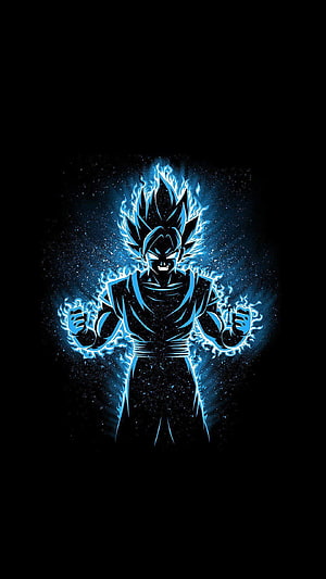 Goku Ultra Instinct Blue Aura Dark Anime Character Wallpaper HD phone wallpaper